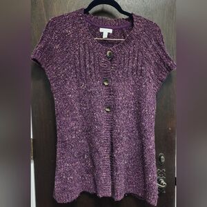 Charter Club Purple Marl Long Sleeveless Cardigan /vest L